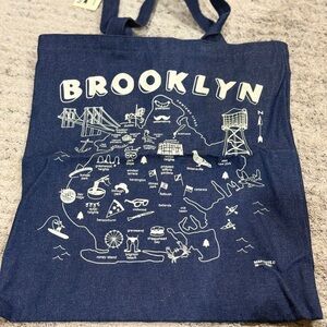 Brooklyn Denim Tote Bag Hand Drawn Maptote NWT